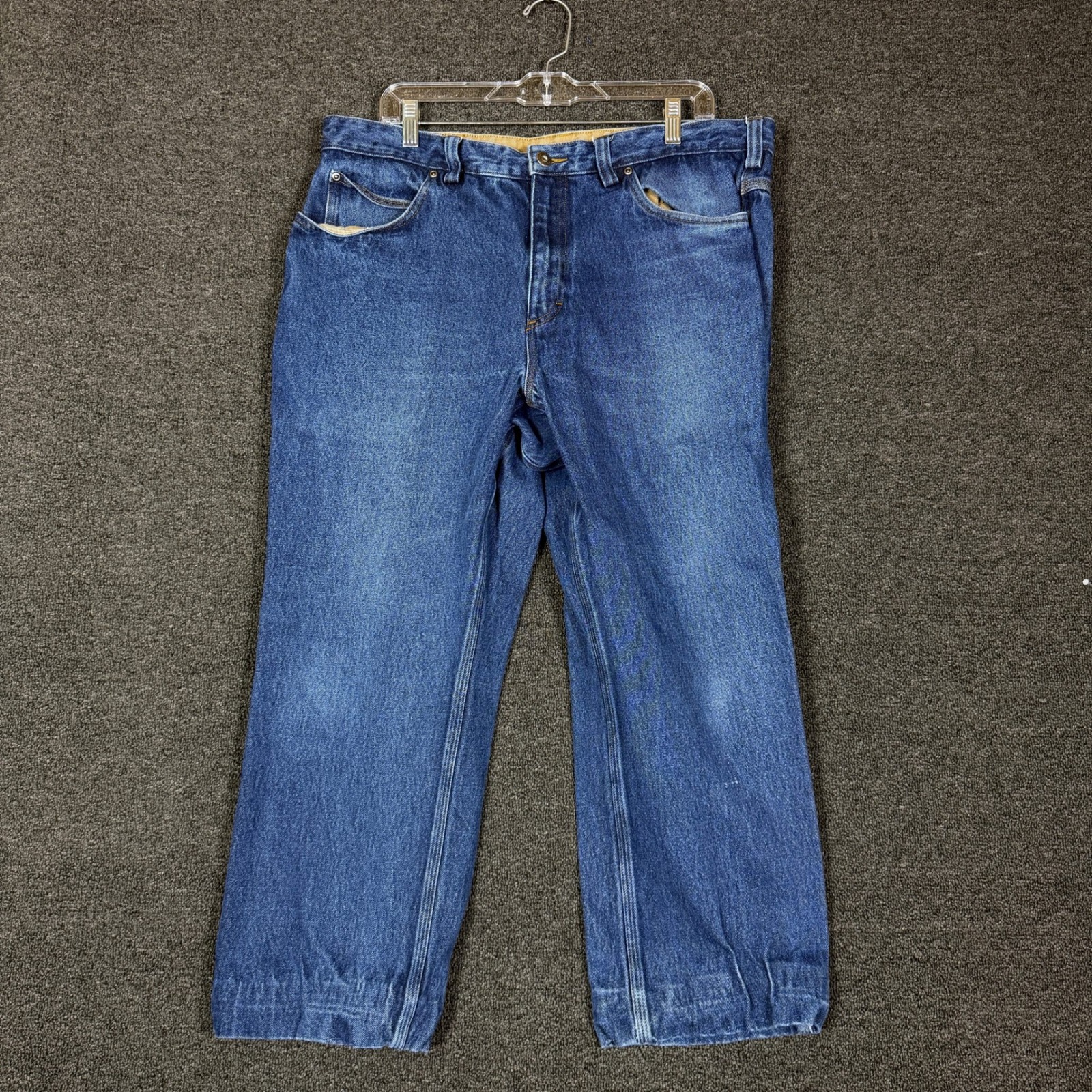 Duluth Trading Co Ballroom Jeans Mens 38x28 Blue Denim Relaxed Fit Work Pants